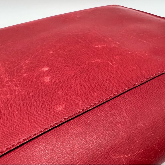 Mark Cross Red Leather Italy Legal Document Envelope  Case Clutch Gold - Picture 9 of 16